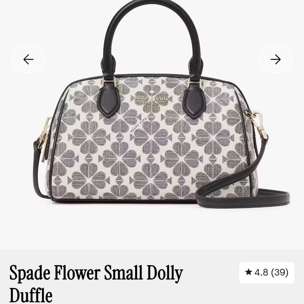 kate spade Spade Flower Small Dolly Duffle in Black and White